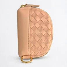 Elegant Braided Compact Zip Wallet Blush Pink